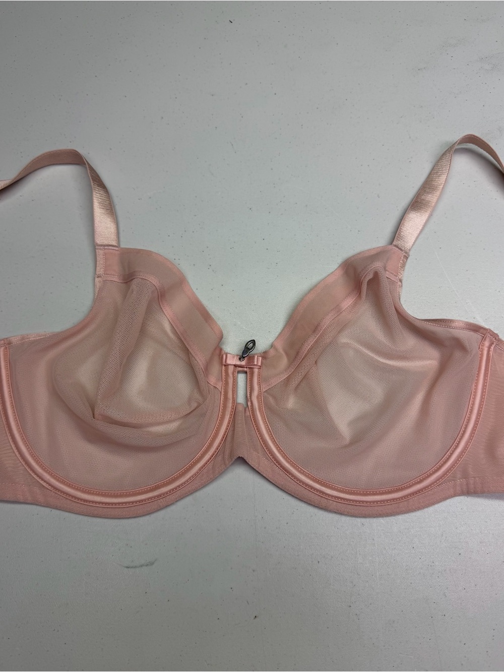 Curvy Couture Sheer Mesh Unlined Underwire Blush Pink 38D Full Coverage *P1014